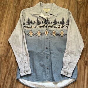 Cabela's Scenic Blue and Gray Button Down Shirt